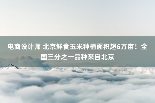 电商设计师 北京鲜食玉米种植面积超6万亩！全国三分之一品种来自北京